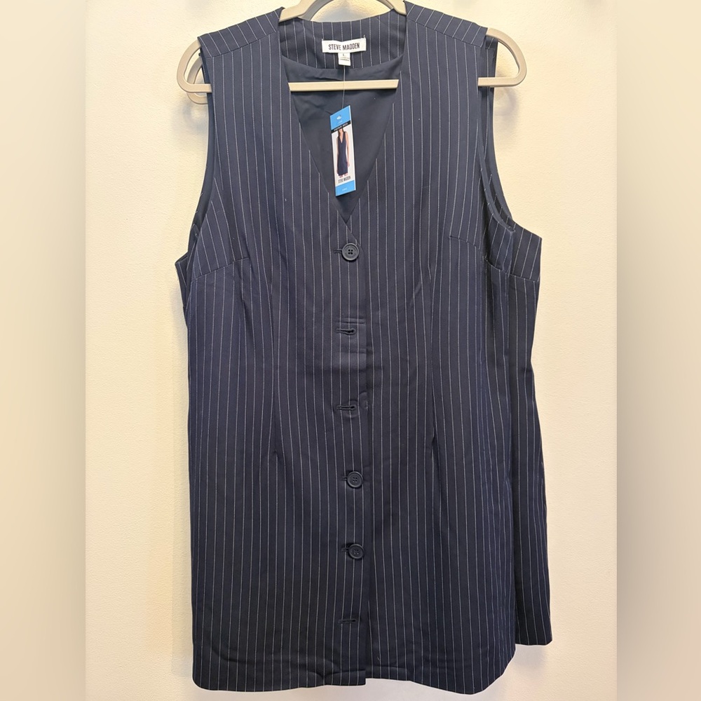 Steve Madden Navy Pinstripe Dress - Picture 3 of 4